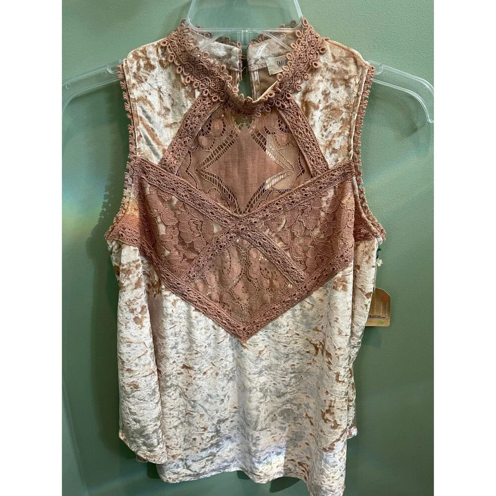 NWT Taylor & Sage Velour Lace Sleeveless Blouse S